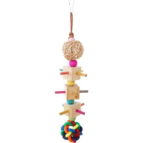 Jouet à mâcher pour oiseaux, balle en rotin, blocs de bois de divertissement pour perruche et conure (1/4)