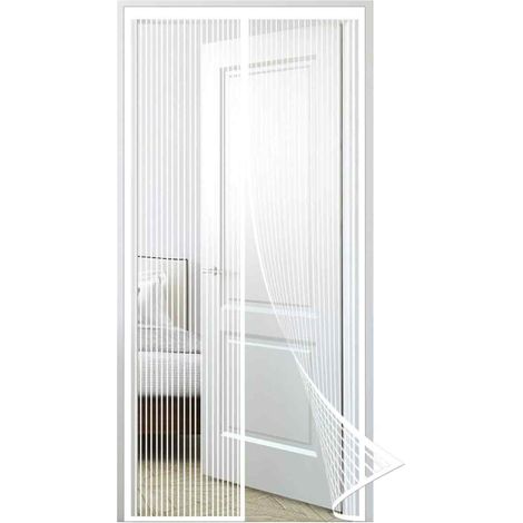 Moustiquaire Porte Magnétique - 120 x 210 cm - Fermeture Automatique - Pour Porte Intérieure Patio Coulissante - Blanc - 1 Pièce (1/5)
