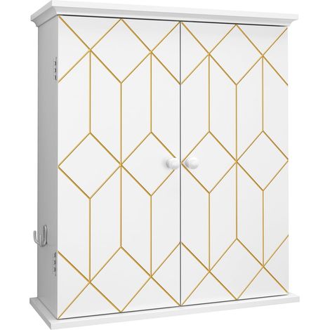 Armoire à pharmacie suspendue - Armoire murale de salle de bain - Armoire murale avec étagère réglable - Blanc - Armoire autonome pour cuisine, salle de bain, chambre à coucher (1/5)