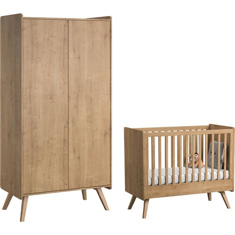 Babybett und 2-türiger Kleiderschrank Vox Vintage Holz (1/5)