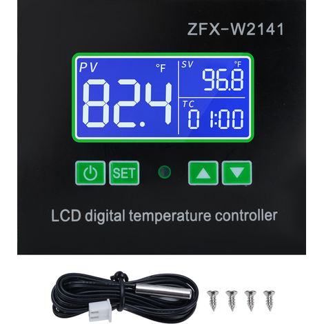 Ortviai Contrôleur de Température Numérique Programmable -67 °F à 248 °F avec Sonde Thermistor et Affichage LCD (1/5)