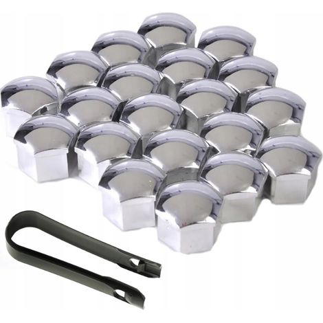 Cache-boulons de roue chromés 19 mm, lot de 20 (1/5)