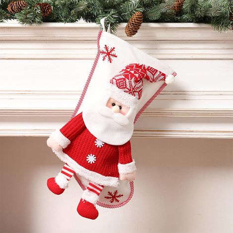 Christmas stocking with faux fur trim for home decoration, gift bag (1/5)