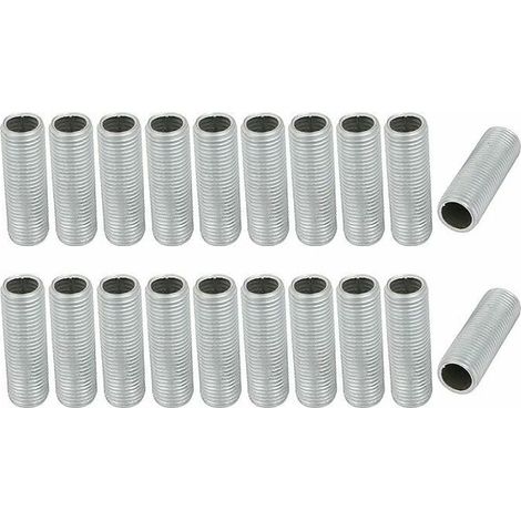 Lamp tube nipple M10 thread 30mm surface length hollow threaded rod for lighting fixtures lamps repair part hardware for lights galvanized silver pack of 20. (1/4)