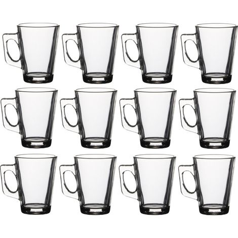 Lot de 12 tasses en verre - Transparents Contenance 18,5 cl Entièrement en verre - Livraison gratuite (1/2)