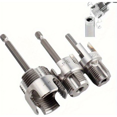 Jeu de 3 outils de filetage en alliage robuste pour tuyaux - Filetages internes/externes 1/2", 3/4", 1" (1/5)