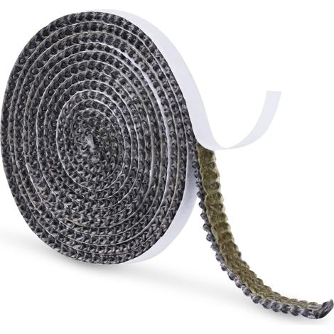 Joint d'Étanchéité en Fibre de Verre, 2m x 10x3mm Autocollant Imprégné de Graphite Ruban d'Étanchéité pour Cheminée Joint Tressé pour Insert et Poêle pour Cheminées Porte de Poêle à Bois (Gris) (1/5)