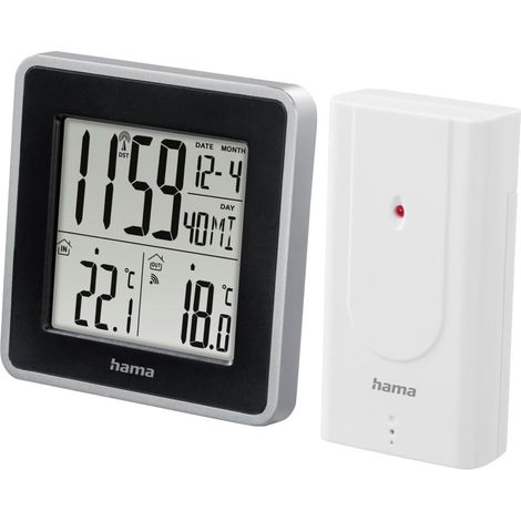 EWS Intro Noir, Argent Station météo (Noir, Argent, Thermomètre d'intérieur, Thermomètre d'extérieur, Thermomètre, 0-50 °C, 32-122 °F, -20-60 °C (1/5)
