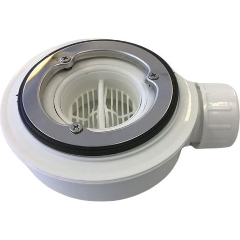 Flache Duschwannen Siphonanlage Einbauhöhe 55 mm mit Zugventil für Lochgröße 90 mm (1/5)