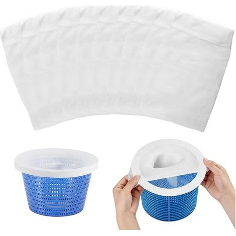 10 Pièces Chaussette Skimmer Piscine, Filtre Skimmer Piscine, Chaussette Filtre Piscine Élastique Réutilisable, Pool Skimmer Socks, Chaussette Skimmer pour Attraper Pollen, Feuilles, Cheveux (1/5)