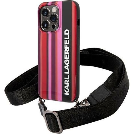 Hülle für iPhone 14 Pro Karl Lagerfeld Hard Stripes Buntes Pink (1/5)