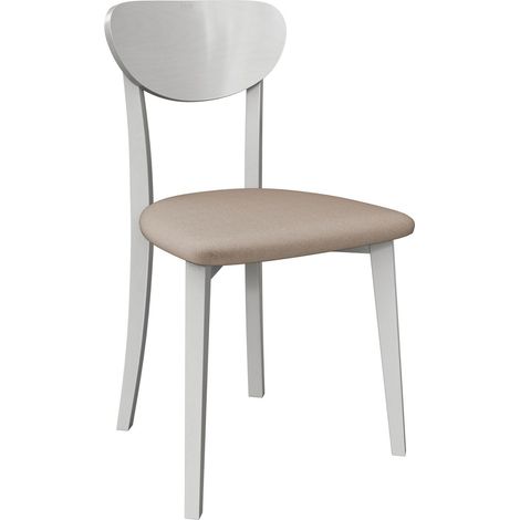 Chaise Victorville 381, Blanc, 86x47x48cm, Tissu, En bois, Bois (1/5)