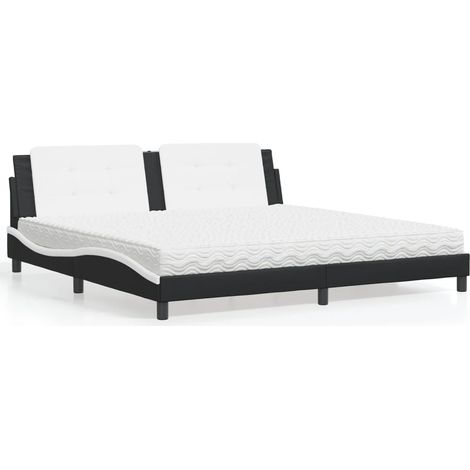 Bett mit Matratze "Zadar" Schwarz und Weiß 200x200 cm Kunstleder (1/5)