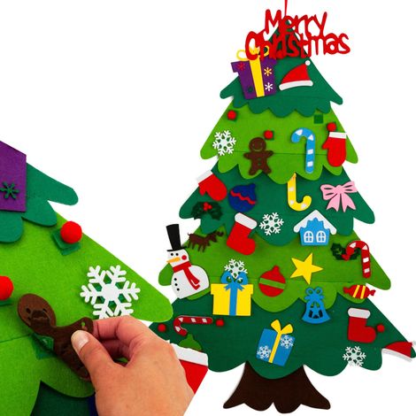 TG76362 Filz-Weihnachtsbaum mit selbstklebenden Ornamenten, kreativer Weihnachtsbaum
