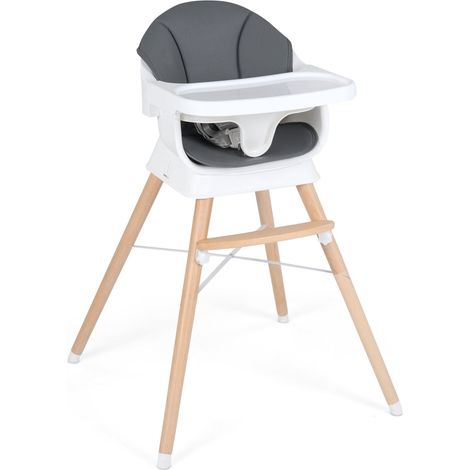 Baby High Chair, Adjustable Tray, 5-Point Harness, Grey (1/5)