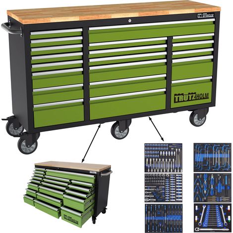 Werkstattwagen Deluxe XXL 254tlg. 161x92,5 cm 20 Schubladen Rollenschrank Werkzeugwagen (1/5)