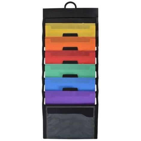 Wall Hanging File Organizer, Wall Sorter A4 Magazine Holder Display, Foldable Plastic Hanging Files Pocket 6 Slots, for Scrapbook Files Papers Organization (1/5)