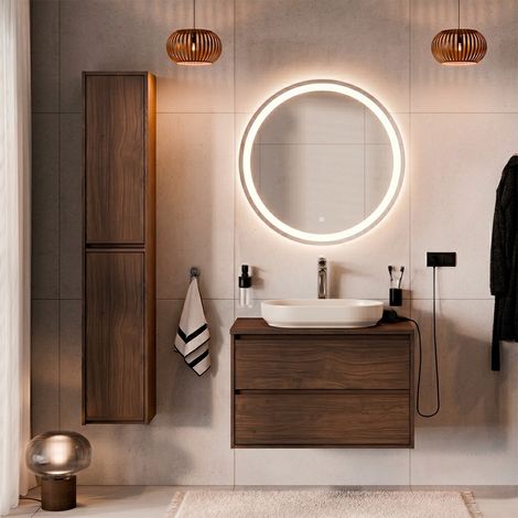 Set di mobili da bagno con lavabo Edmé marrone 80cm (1/5)