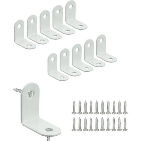 10 Pièces Équerre Fixation 32x32mm, 90°, métal durable, blanc, pour meubles en bois. - 3 x 3 CM（Blanc） - 3 x 3 CM（Blanc） (1/5)