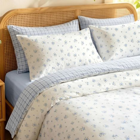 Bettwäsche-Set 155x220cm 2-teilig mit Blumenmuster, Mikrofaser, Öko-Tex zertifiziert