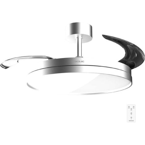 Cecotec Ventilador de Techo con Luz con Aspas Retráctiles EnergySilence Aero 2440 Invisible Pure Steel. 30W, Motor DC