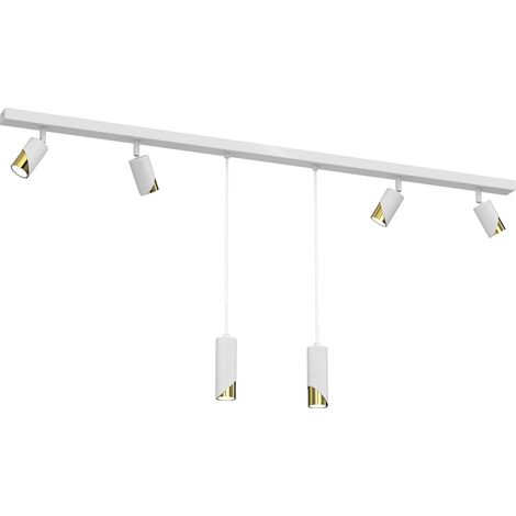 Rail plafond Shift 150 cm, 6 spots GU10 blanc/or orientables