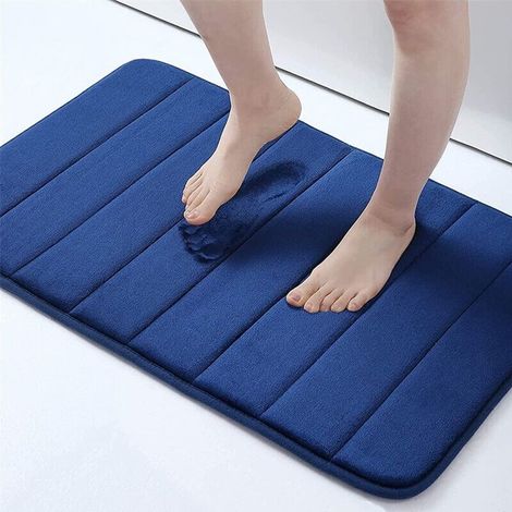 2 pièces bleu marine-40x60 cm tapis de bain en mousse à mémoire de forme tapis de bain absorbant antidérapant tapis de bain lavable (1/5)
