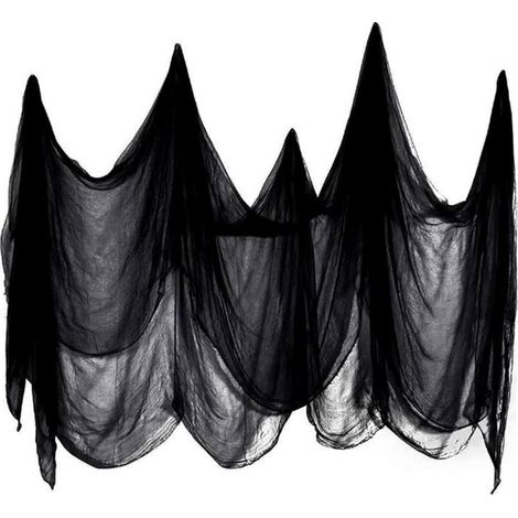 Rideau Halloween Decoration Exterieur Effrayante,Noir Gaze Tissu Effrayantes Tapisserie de Grande Taille DECORATION DE FETE MURALE (1/5)