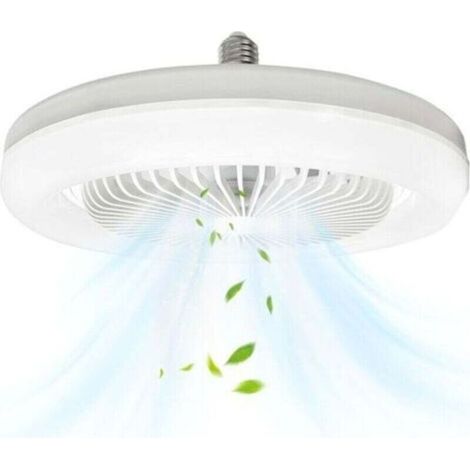 Ventilateur de plafond éclairé, ventilateur de plafond fermé silencieux E27 de 10 pouces, 30W, ventilateur mural portable enfichable pour chambre à coucher et salon,Gradation de trois couleurs (1/4)
