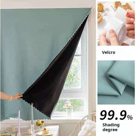 Rideaux auto-adhésifs, rideaux pare-soleil pour baie vitrée, blocage de la lumière à 99,98 %, adaptés à la chambre et salon, vert (1 pièce, 100150cm) (1/5)