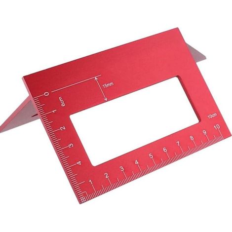 Squadra in lega di alluminio per la lavorazione del legno, squadra a T, righello angolare a 45/90 gradi, goniometro con 2 matite per legno (1/4)