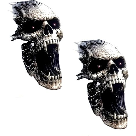 8 Stück Totenkopf Aufkleber mit Fangzahn Wetterfest (1/5)