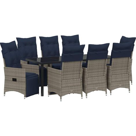 Maison Exclusive - Set di tavolo e sedie con cuscino 9 pcs Grigio Rattan in PE (1/5)