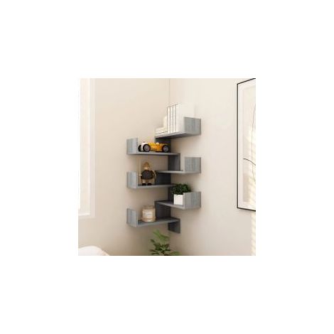 Étagères d'angle murales 2 pcs Sonoma gris 40x40x50 Bois (1/5)