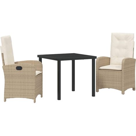 Ensemble de salle à manger pour jardin 3 pcs,Salon de jardin Beige polyrotin CFW10371 (1/5)