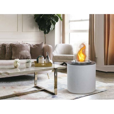 Dmora - Bioethanol-Kamin Maynila, Ökologischer Kamin, Rauchfreies Feuer, Heizung mit Ethanol, Made in Italy, 36x36 h56 cm, Grau (1/4)