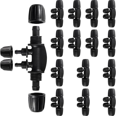 15 Pcs Barbed Connector 8/12mm to 4/7mm Drip Irrigation Fitting Kit 4 Way Female Connector for Watering System (1/3)