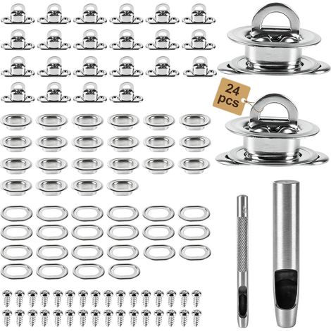 24 Pièces Attache à Vis Rotative Fixation Bâche, Renfort Œillet avec Vis de Fixation et Bouton Tournant, Accessoire Maintien Polyvalent pour Bâche Auto Remorque en Cuivre (1/5)