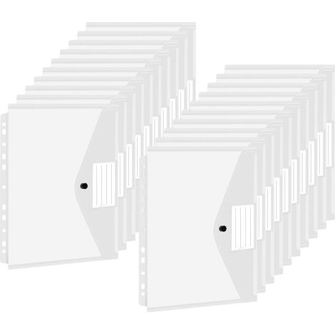 Carte A4 - PP Transparent - Étanche - 11 Trous - Fermoir À Pression - 20 Pièces