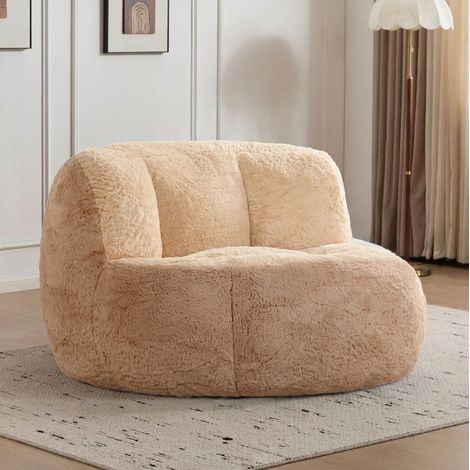 Fauteuil XXL en fausse fourrure, rembourrage mousse, multicolore HAVRYA (1/5)