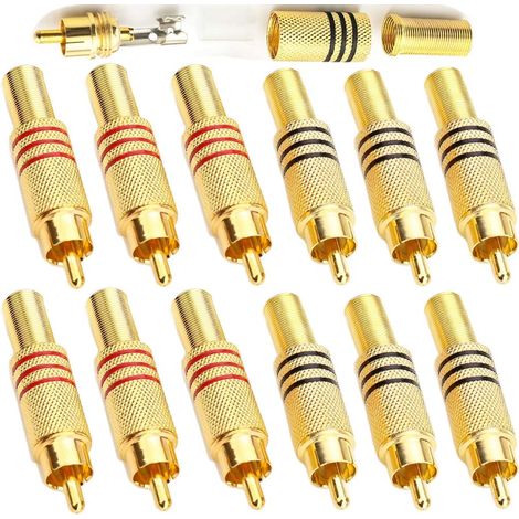 12 connecteurs RCA mâles à souder, terminaux audio pour vidéo surveillance et multimédia