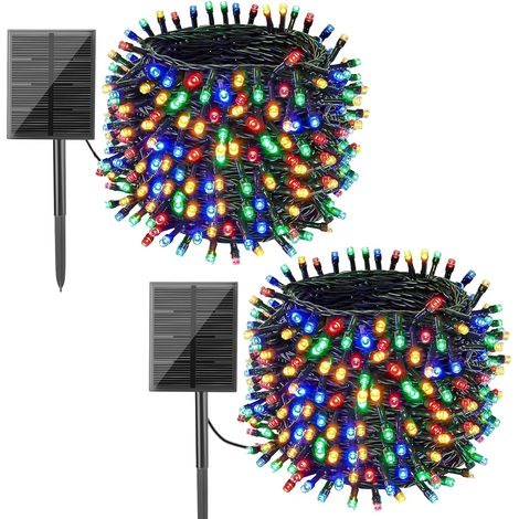 Guirlande Lumineuse Exterieure Solaire -200 LED 2 x 22 m - 8 Modes Guirlande Solaire Exterieur - IP65 - Guirlande Exterieur - Pour Balcon, Jardin, Sapin de Noël, Fête (1/5)