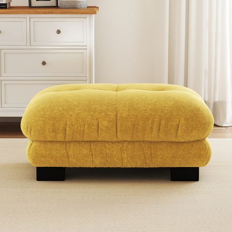 Pouf Ottoman Parisien Jaune - Tabouret de Rangement en Tissu, Housse Amovible, Siège Pliable pour Salon et Chambre, Lot de 1, 30x30x30 cm (1/5)