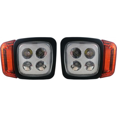 LED-Scheinwerfer-Set mit Blinker, geeignet für Traktor, Mähdrescher, Bagger, Schneepflug usw. - 4 Dioden (12 W, 1000 lm pro Leuc