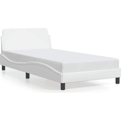 Lit simple Lit adulte Cadre de lit Dover blanc 100x200 cm similicuir (1/5)