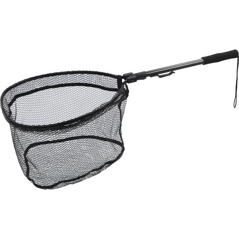 Épuisette flottante, filet de pêche, maille respectueuse du poisson pour une capture et une remise à l'eau en toute sécurité, compacte et pliable pour un transport et un rangement faciles, noire (1/5)
