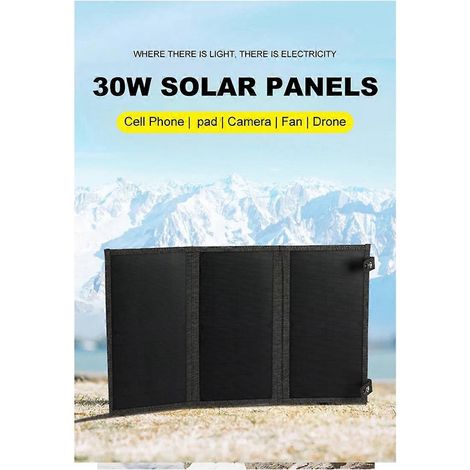 30W 18V Faltbares Solarpanel Typ-C USB Photovoltaik-Ladegerät Khaki--