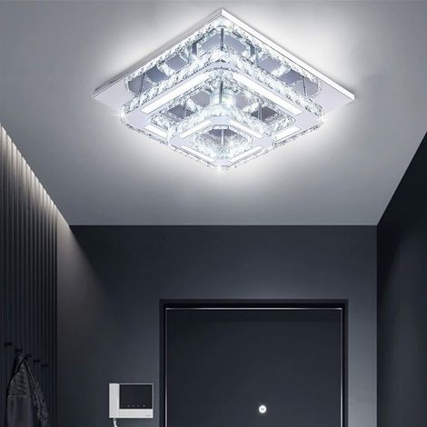 – Plafonnier LED en cristal 24W – Étanche pour salle de bain – Carré moderne – Lumière blanche froide – Flux lumineux 2400lm (1/4)