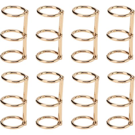 Binder Rings Reusable 3 Hole Electroplated Metal DIY Hand Account Paper Loose Leaf Binding RingsGold (1/5)