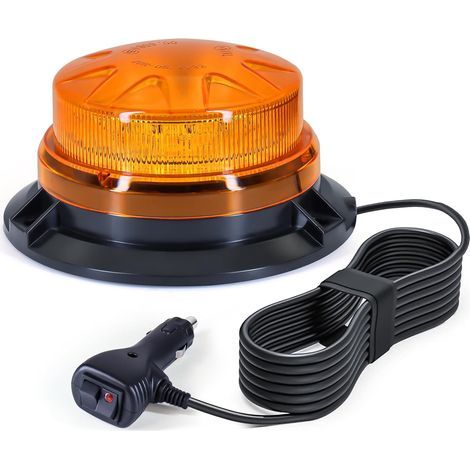 AnTom Magnetische orange LED-Rundumleuchte, 12V-24V gelbe LED-Warnleuchte und 3 Meter Kabel für Fahrzeuge wie Gabelstapler, Golftraktoren, UTVs, PKWs und Busse – Neu… (1/5)